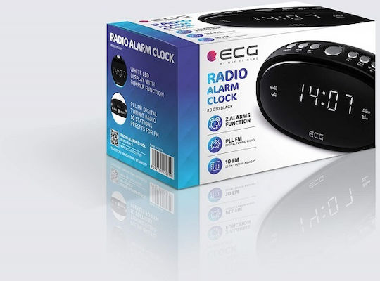 ECG RB 010 Black Επιτραπέζιο Ψηφιακό Ρολόι με Ξυπνητήρι & Ραδιόφωνο Μαύρο RB010