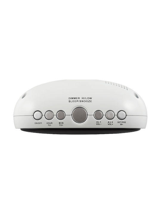 ECG RB 010 White Επιτραπέζιο Ψηφιακό Ρολόι με Ξυπνητήρι & Ραδιόφωνο Λευκό RB010