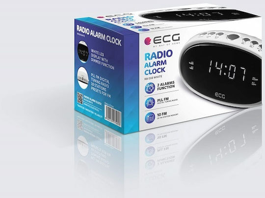 ECG RB 010 White Tisch-Digitaluhr mit Wecker & Radio White RB010