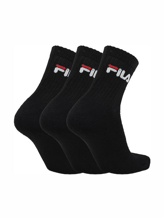 FILA Uni Nos Socks 3 Pack Athletic Socks Black 3 Pairs