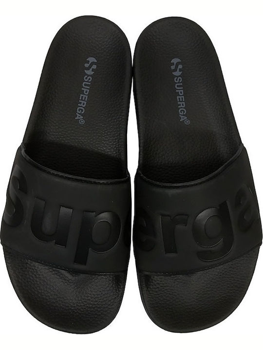 Superga 1908-PUU Slides σε Μαύρο Χρώμα