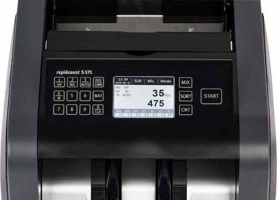Ratiotec Rapidcount S575 Money Counter with Mixed Counting Capability and Speed 1200 Banknotes per Minute
