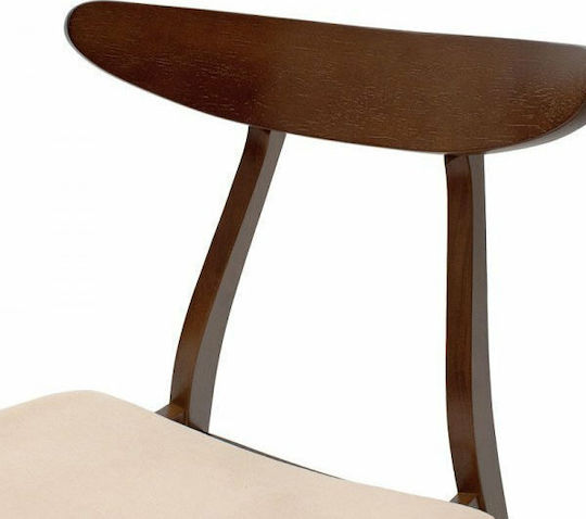 Orlean Καρέκλα Κουζίνας Ξύλινη Καρυδί / Μπεζ 49x53.5x78εκ.