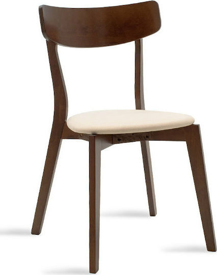 Toto Καρέκλα Κουζίνας Ξύλινη Μπεζ / Καρυδί 45.5x51.5x77εκ.