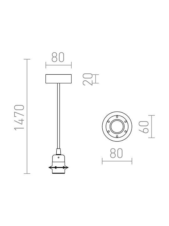 Rendl Light Studio Hex White Pendant Light Suspension for Socket E27 Red