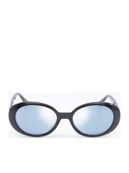 Guess Women's Sunglasses with Black Plastic Frame and Light Blue Mirror Lens GU7590 01X