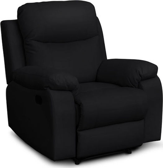 Chicago Relax Armchair with Footstool in Black Artificial Leather 97x90x100cm