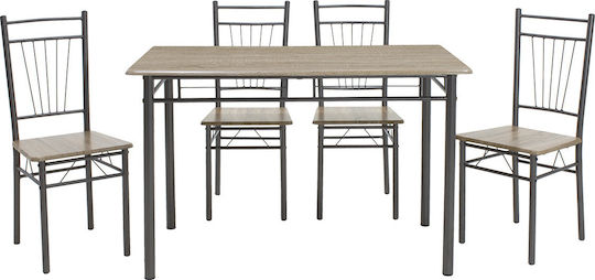 Τραπέζι Κουζίνας Roza με 4 Καρέκλες 120x70εκ. Sonoma / Ανθρακί