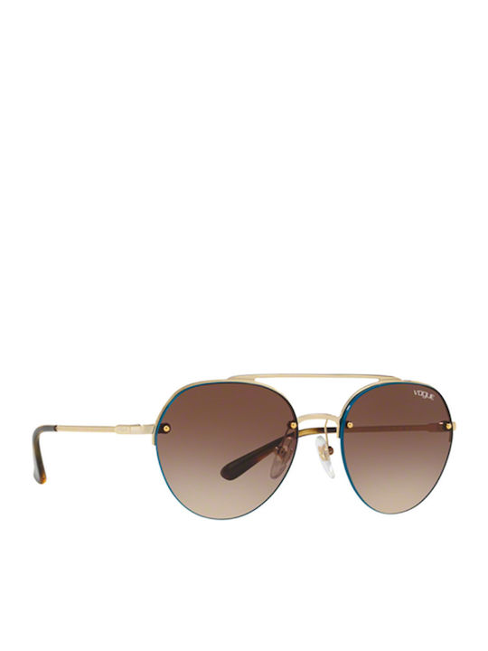 Vogue Women's Sunglasses with Gold Metallic Frame and Grey Gradient Lenses