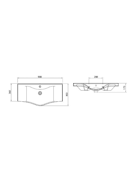 KLP Basic Inset Sink Porcelain 80x45x17.5cm White