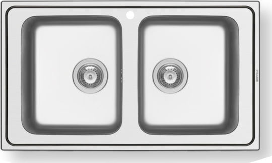 Pyramis Alea 2B 107157701 Drop-In Sink Inox Satin W86xD50cm Silver