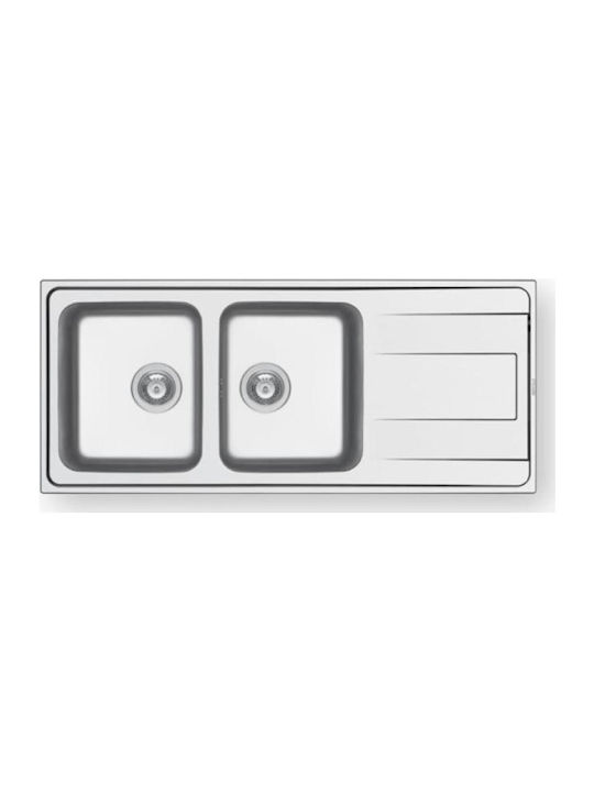 Pyramis Alea 2B Ένθετος Νεροχύτης Inox Σατινέ Μ86xΠ50cm Ασημί