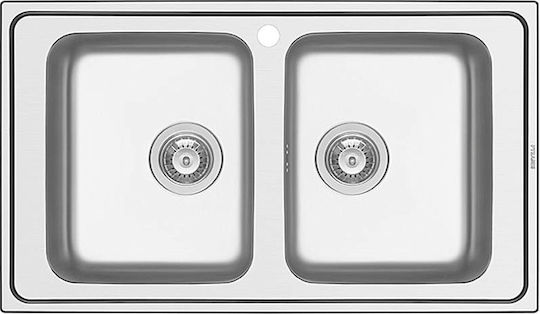 Pyramis Alea 2B 107157701 Drop-In Sink Inox Satin W86xD50cm Silver