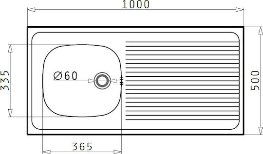 Pyramis International 1B 1D Επικαθήμενος Νεροχύτης Inox Σατινέ Μ100xΠ50cm Ασημί