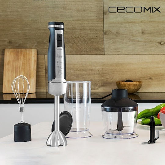 Cecotec PowerGear 1500 Pro 04065 Blender de mână cu tijă din oțel inoxidabil 1500W Negru