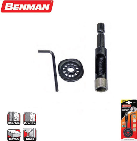 Benman Diamond Drill Liquid Cutting with Hexagonal Shank for Glass, Tiles and Masonry 6mm