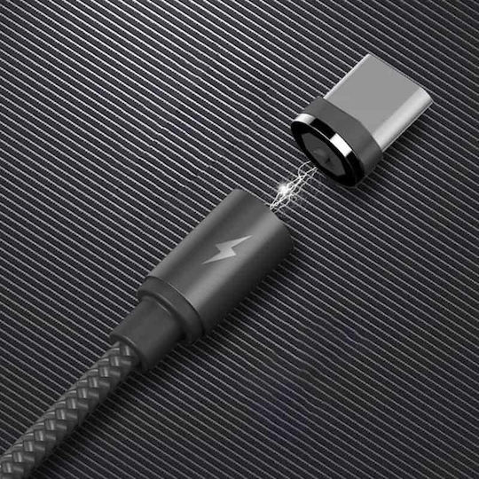 Remax Gravity RC-095a Braided Magnetic USB 2.0 Cable USB-C Male to USB-A Gray 1m