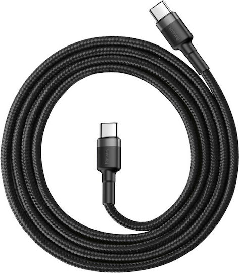 Baseus Cafule Braided USB 2.0 Cable USB-C Male - USB-C 60W Gray 1m CATKLF-GG1