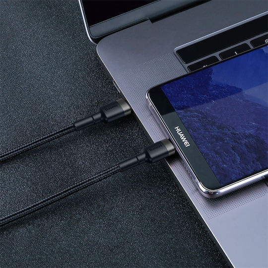 Baseus Cafule Braided USB 2.0 Cable USB-C Male - USB-C 60W Gray 1m CATKLF-GG1