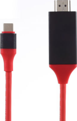 HDMI 1.3 Cable HDMI male - USB-C male 2m Red