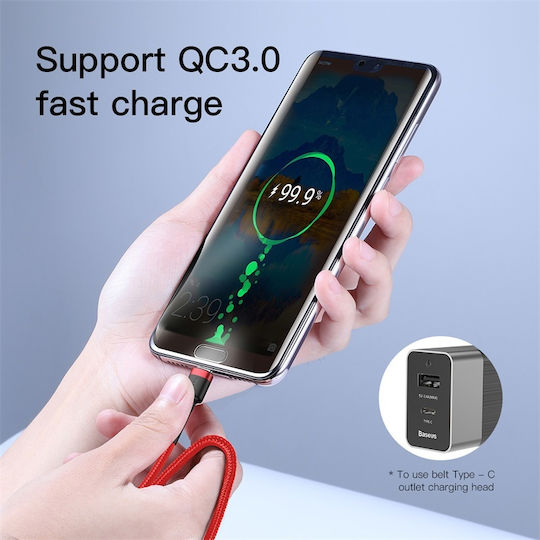 Baseus Cafule Braided USB 2.0 Cable USB-C Male - USB-C 60W Red 1m CATKLF-G09