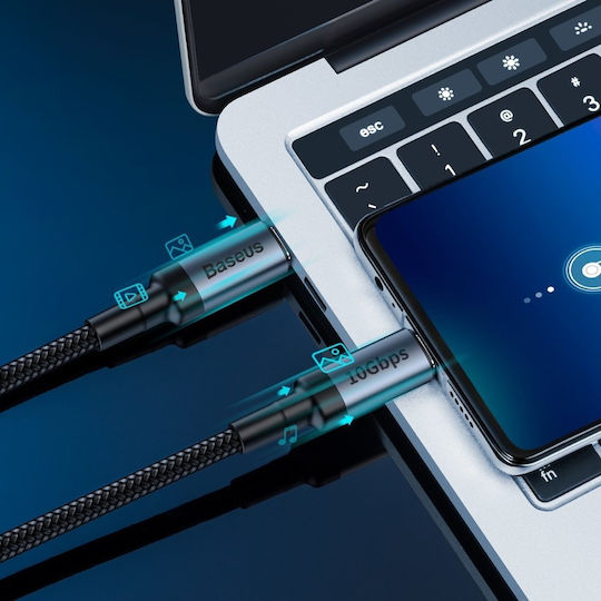 Baseus Cafule Плетена USB 3.2 Кабел USB-C мъжки - USB-C мъжки 100W Сив 1м (CATKLF-SG1)