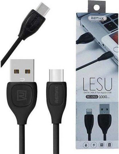 Remax Regular USB to Lightning Cable Μαύρο 1m (Lesu)