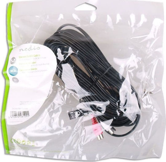 Nedis Cable RCA male - RCA female 10m CAGP24205BK100
