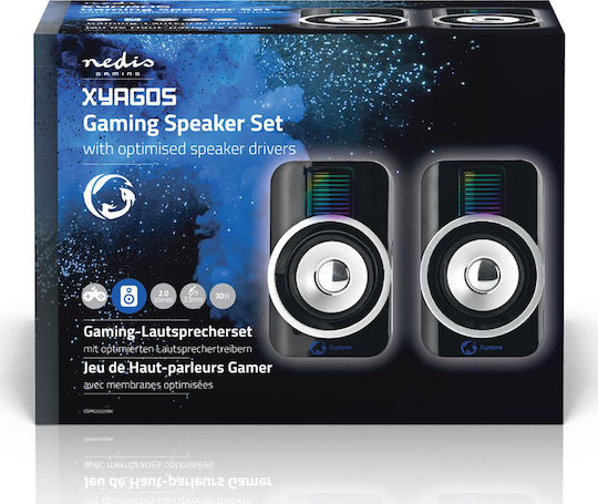 Nedis GSPR20020BK Ηχεία Υπολογιστή 2.0 με RGB Φωτισμό και Ισχύ 30W Μαύρα