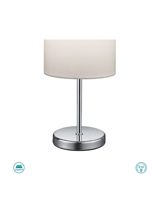 Trio Lighting Jerry Metal Table Lamp for Socket E14 LED with White Shade and Silver Base