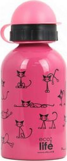 Ecolife Kids Water Bottle Stainless Steel with Pop-Up Cap Fuchsia 400ml