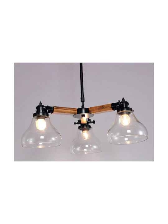 Aca Adjustable Pendant Light Brown Rail with Socket E27 60x100cm