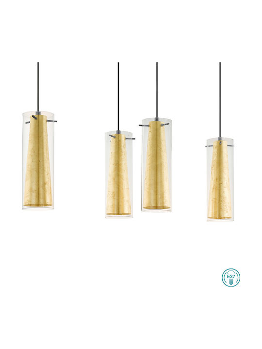 Eglo Pinto Gold Pendant Chandelier Rail for 4 Bulbs E27 Gold