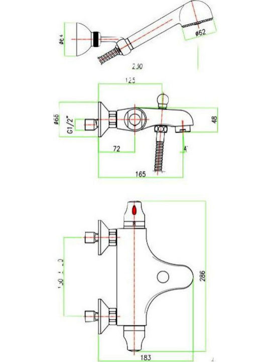 Fiore Fiore Thermostatische Badewanne Mischungsarmatur Komplettes Set