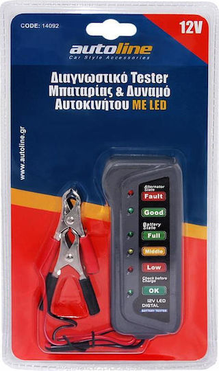 Autoline 14092 Digital Battery Tester with Crocodile Clips