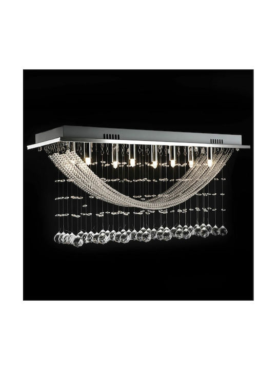 vidaXL Chandelier with Crystals Silver 29cm 241391