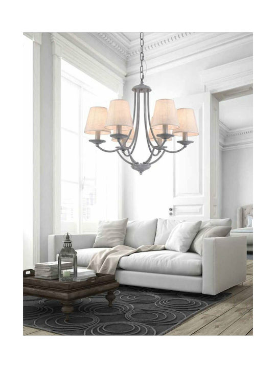 Home Lighting Kronleuchter 3xE14 Ø45cm mit Schirmen Gray 77-3661
