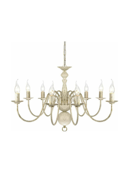 vidaXL Candelabru 8xE14 cu Lumânări Alb 241383