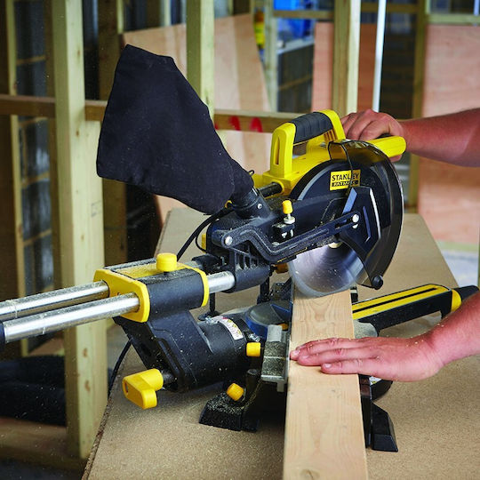 Stanley Miter Saw Electric Sliding with Power 1500W, Cutting Disc Diameter 216mm & Cutting Speed 5000rpm
