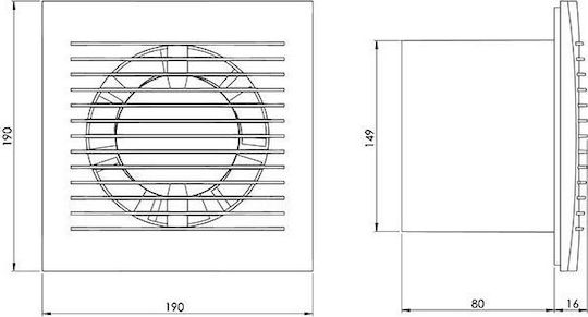 Europlast Wall-mounted Ventilator Bathroom 150mm White