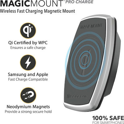 Scosche Mobile Phone Holder Car MagicMount Pro Charge Qi Wireless Charge with Magnet and Wireless Charging Black