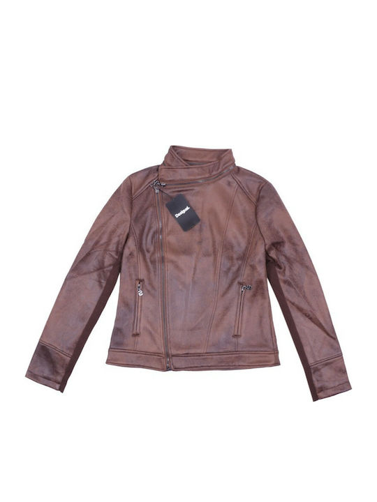 Millet Women's Short Biker Jacket for Winter Brown