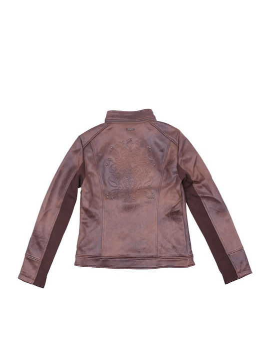 Millet Women's Short Biker Jacket for Winter Brown