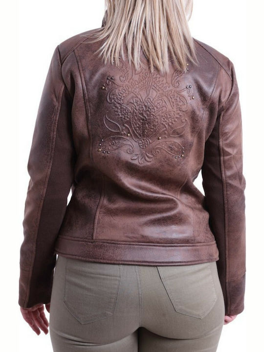 Millet Women's Short Biker Jacket for Winter Brown