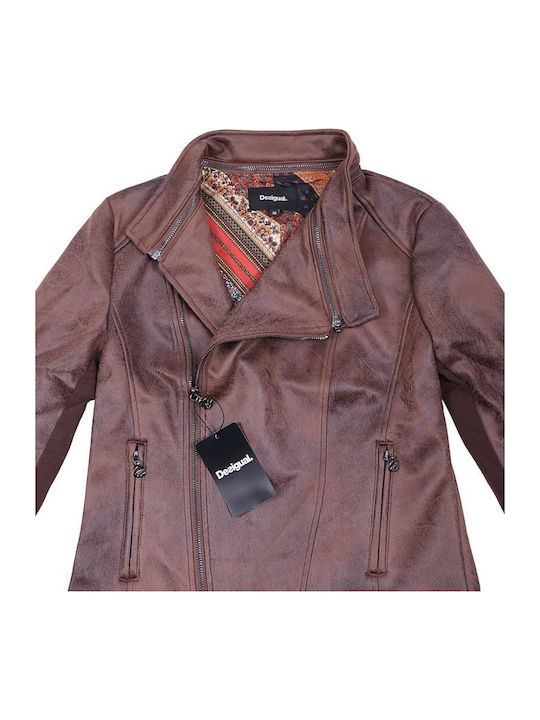 Millet Women's Short Biker Jacket for Winter Brown