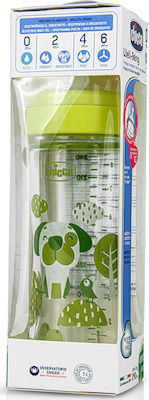 Chicco Glass Baby Bottle Well Being Anti-colic with Silicone Teat 240ml for 0+ months Green Dog