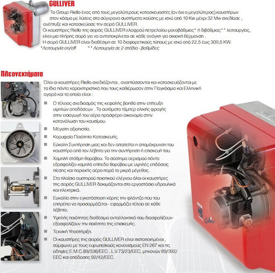 Riello Gulliver RG 1 Single-Stage Petroleum Boiler Burner 60kW