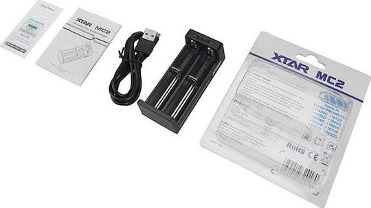 XTAR MC2 USB Charger 2 Batteries Li-ion Size 18650/16340/26650/14500 Set with micro USB