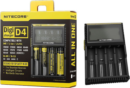 NiteCore D4 Φορτιστής 4 Μπαταριών Ni-MH/Ni-Cd/Li-ion Μεγέθους AA/AAA/18650