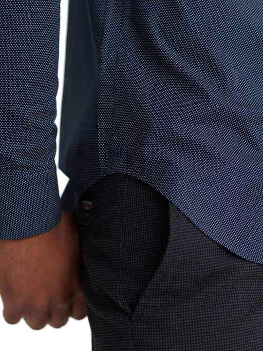 Edit Button Down Μακρυμάνικo Τζιν Πουκάμισο σε Κανονική Γραμμή Navy Μπλε